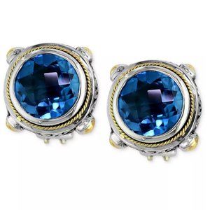 EFFY Blue Topaz Round Stud Earrings set in 18kgold